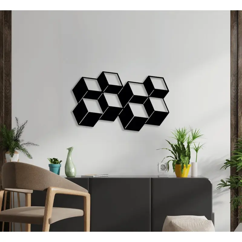 NR Dizayn | Cube Decorative Metal Wall Art