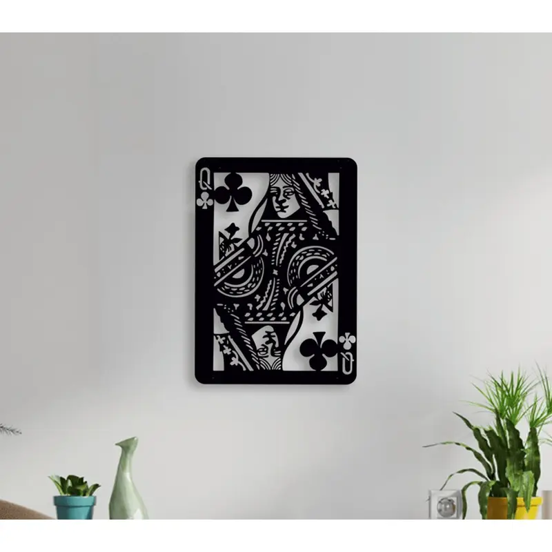 NR Dizayn | Queen of Clubs Metal Wall Art