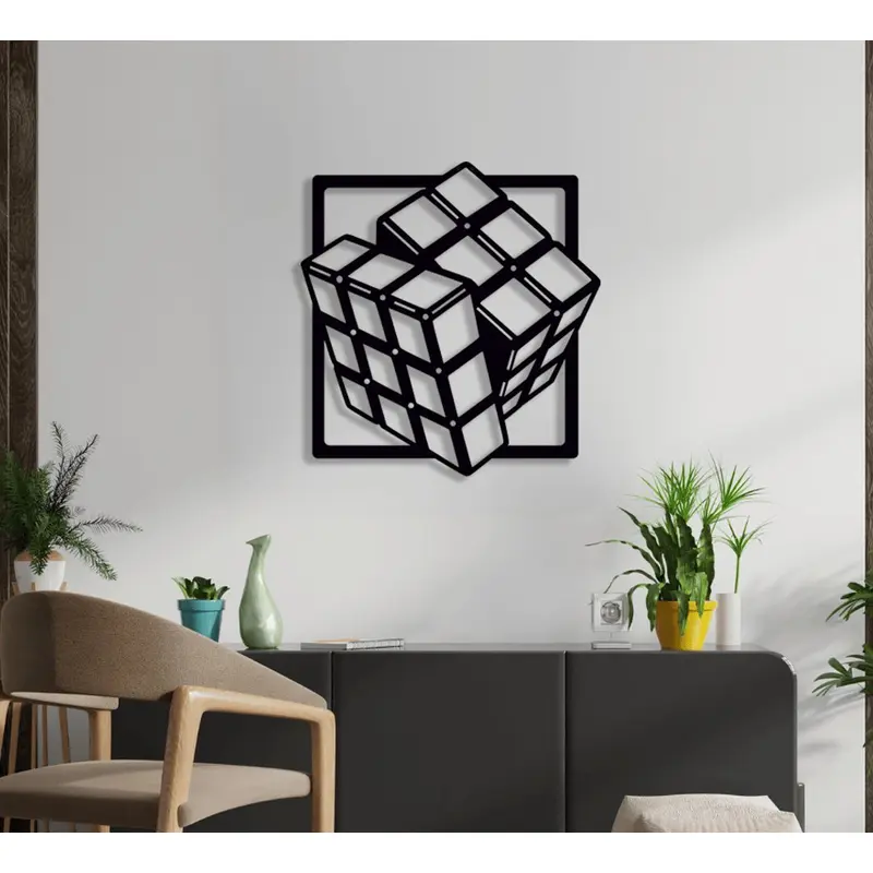 NR Dizayn | Rubix Cube Decorative Metal Wall Art