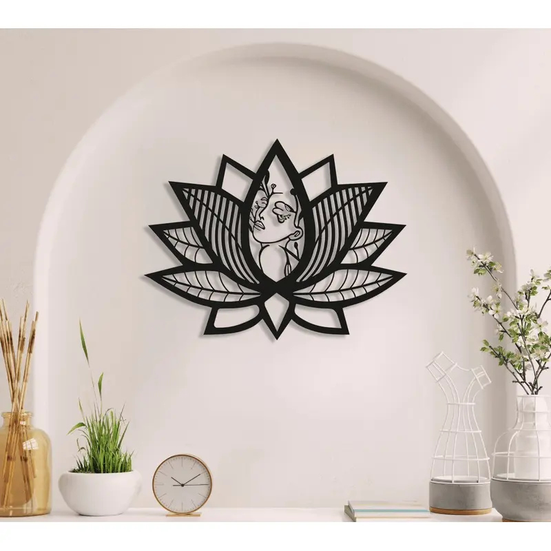 NR Dizayn | Woman & Lotus Decorative Metal Wall Art