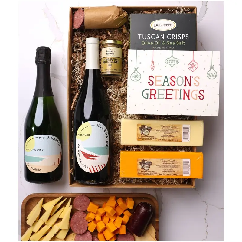 Cheese & Meat Box with California Red & Sparkling Wine