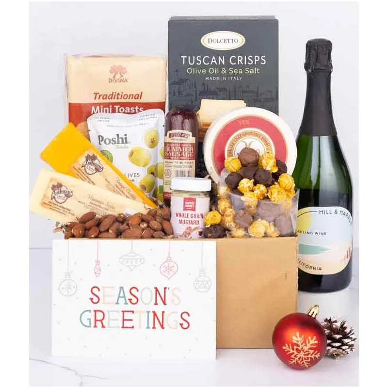 Season's Greetings Charcuterie, Cheese & Sparkling Wine Gift Box