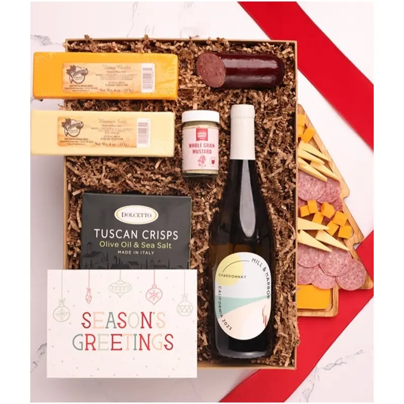 Season's Greetings Cheese, Meat & Red Wine Gift Box