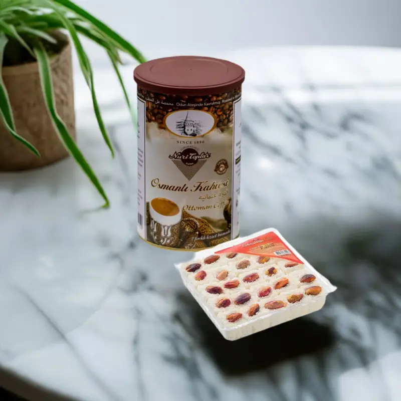 Pistachio Turkish Delight (200g) & Nuri Toplar Ottoman Coffee (250g) Bundle