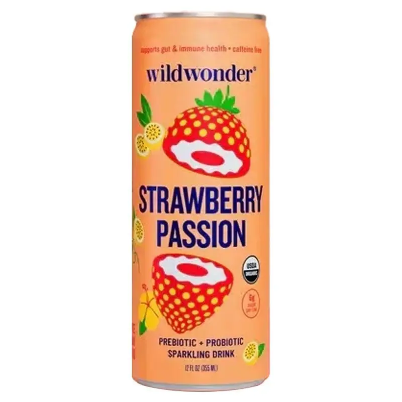wildwonder - 'Strawberry Passion' Organic Prebiotic + Probiotic Sparkling Drink (12OZ)