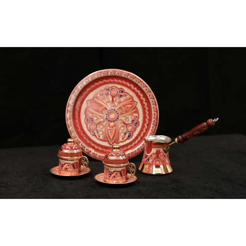 La Tienda De Pepe | Special Red Embroidered 6-piece Coffee Set