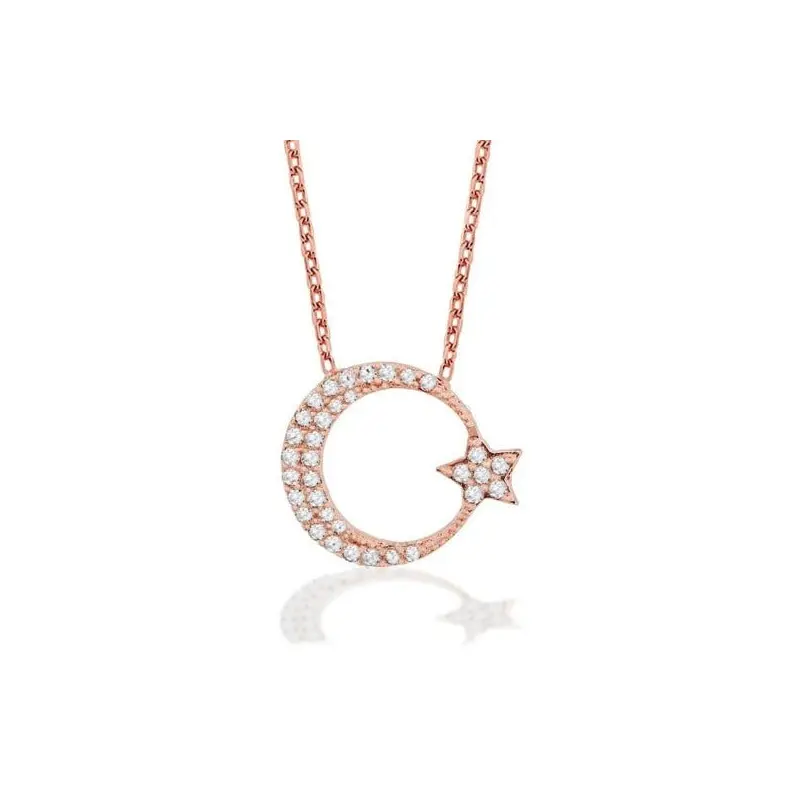 Celestial Moon & Star Necklace  925 Sterling Silver with Sparkling Stones | Gift Box Included