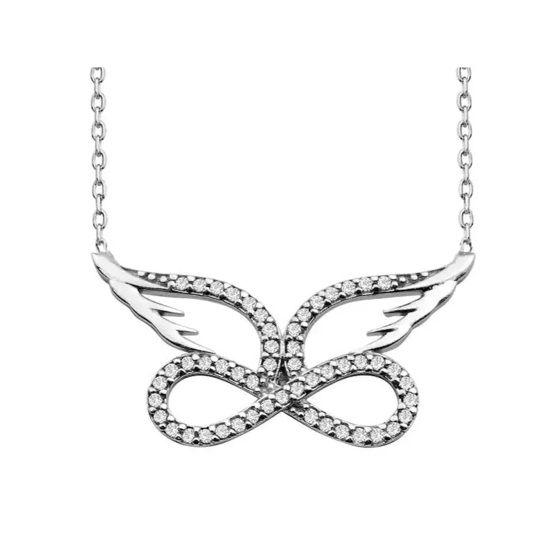 Delicate Sterling Silver Winged Infinity Necklace | Timeless Love & Elegant Gift for Her | Rhodium Plated Women's Jewelry