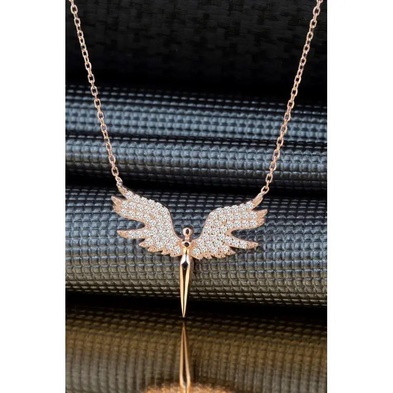 Michael Angel Rose Gold Sterling Silver Necklace for Women | Elegant & Meaningful Gift