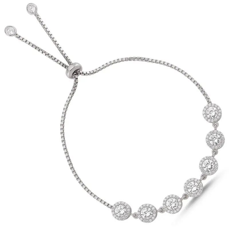 Sparkling 925 Sterling Silver Bracelet with Imitation Diamonds | Elegant Adjustable Jewelry Gift