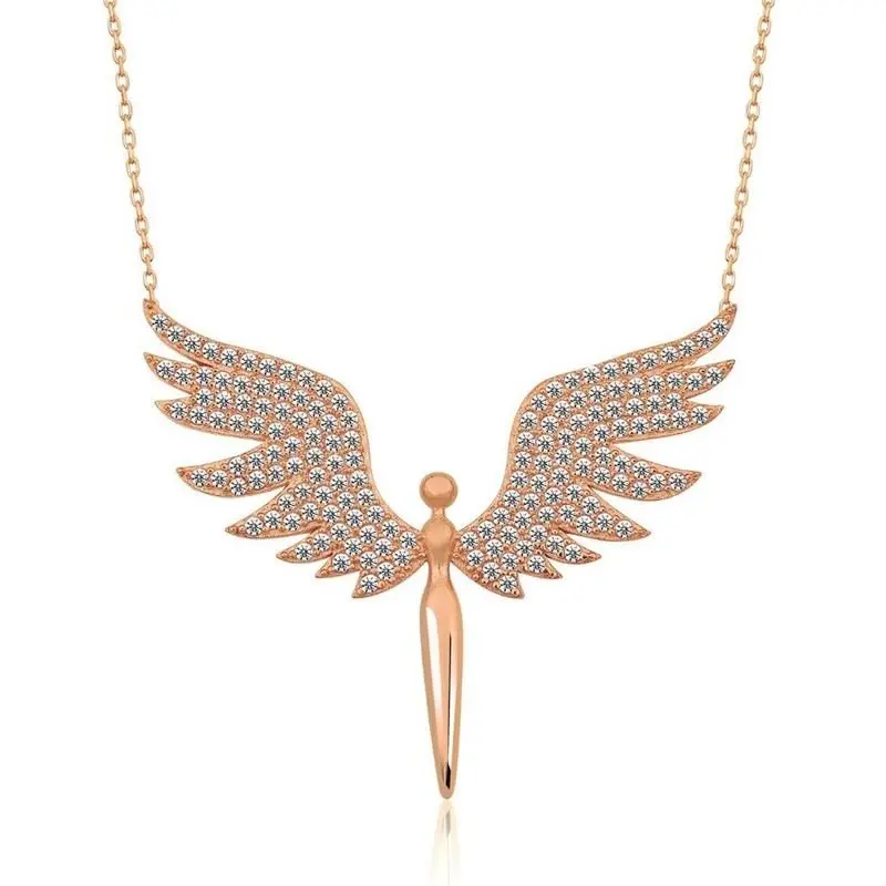 Sterling Silver Angel Wing Necklace | Delicate Pendant Gift | 925 Silver Jewelry
