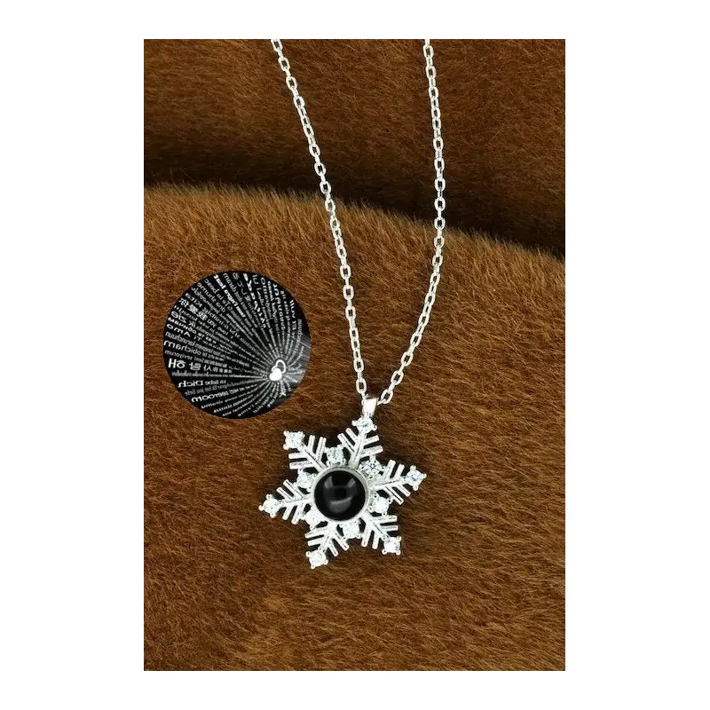 Sterling Silver 'I Love You in 100 Languages' Snowflake Necklace | Sentimental Gift for Her
