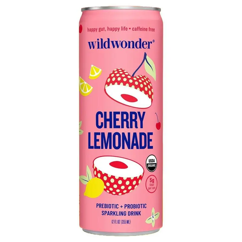 Wildwonder - 'Cherry Lemonade' Organic Prebiotic + Probiotic Sparkling Drink (12OZ)