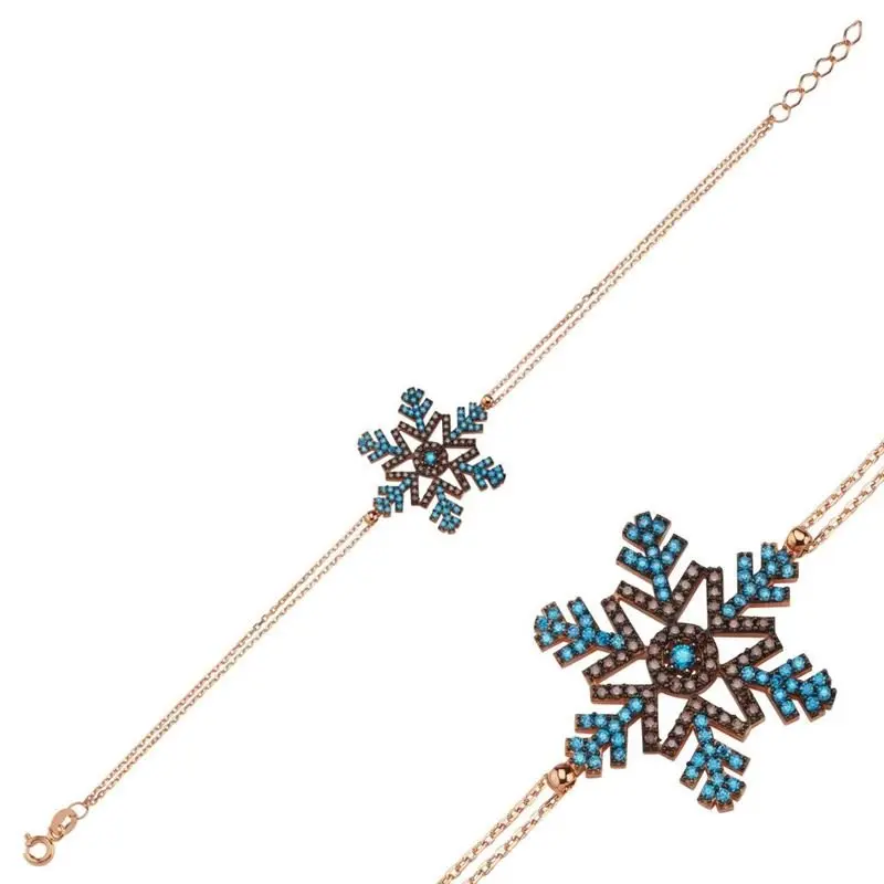 Dazzling 925 Sterling Silver Snowflake Bracelet - Adjustable, 5 Colors, Luxury Gift Box