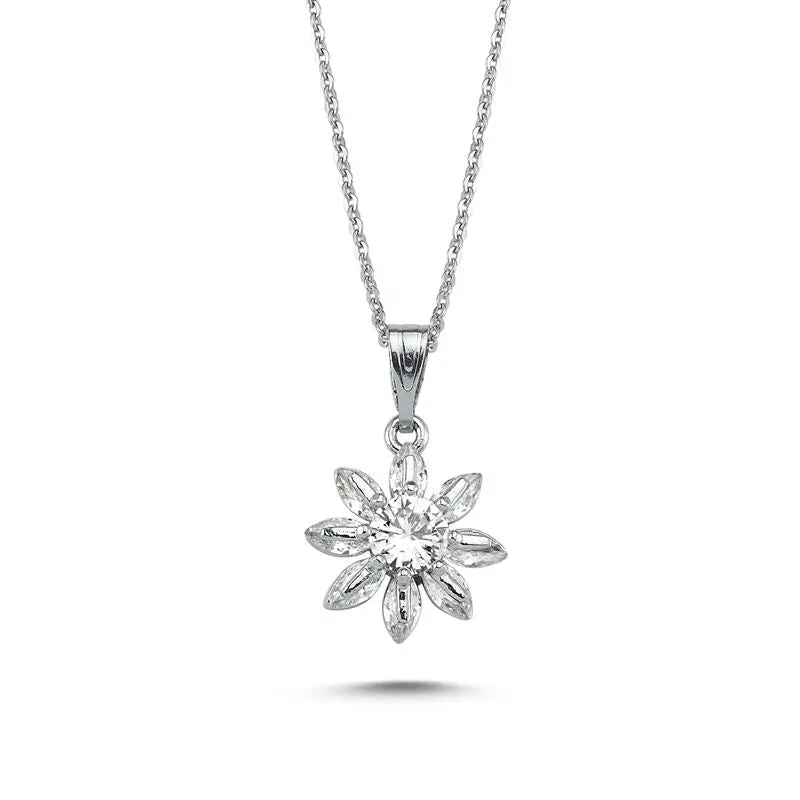 Dazzling Floral Pendant Necklace for Women | Sparkling Cubic Zirconia Jewelry Gift