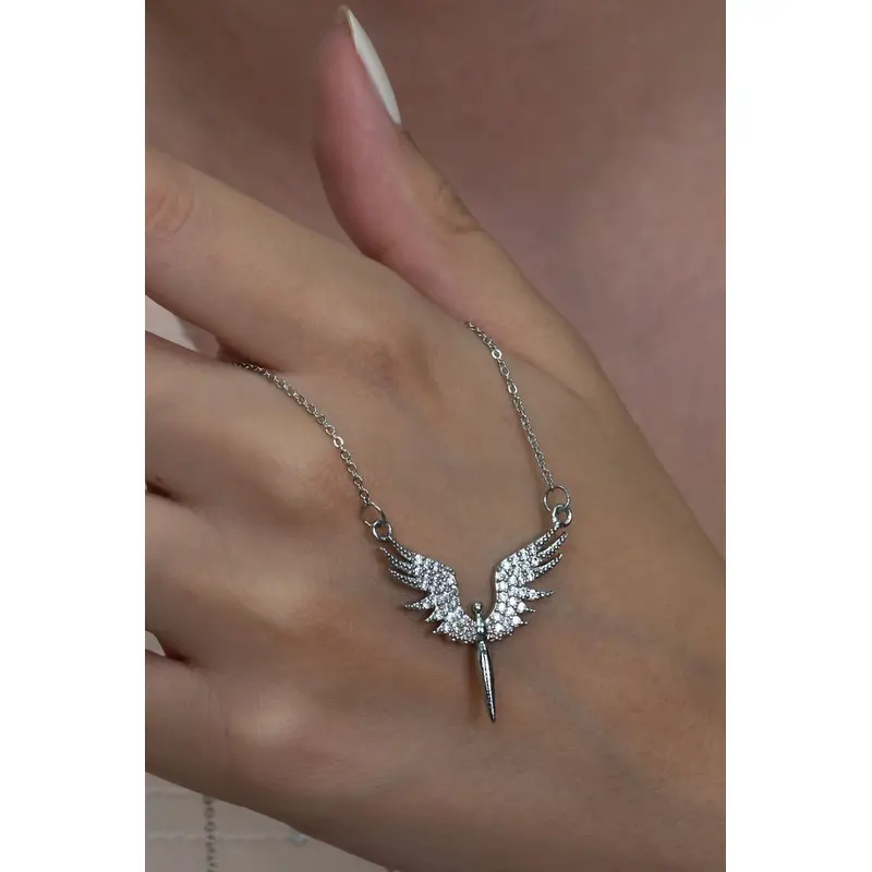 Elegant Archangel Michael Silver Plated Zircon Necklace | Spiritual Protection & Strength Talisman