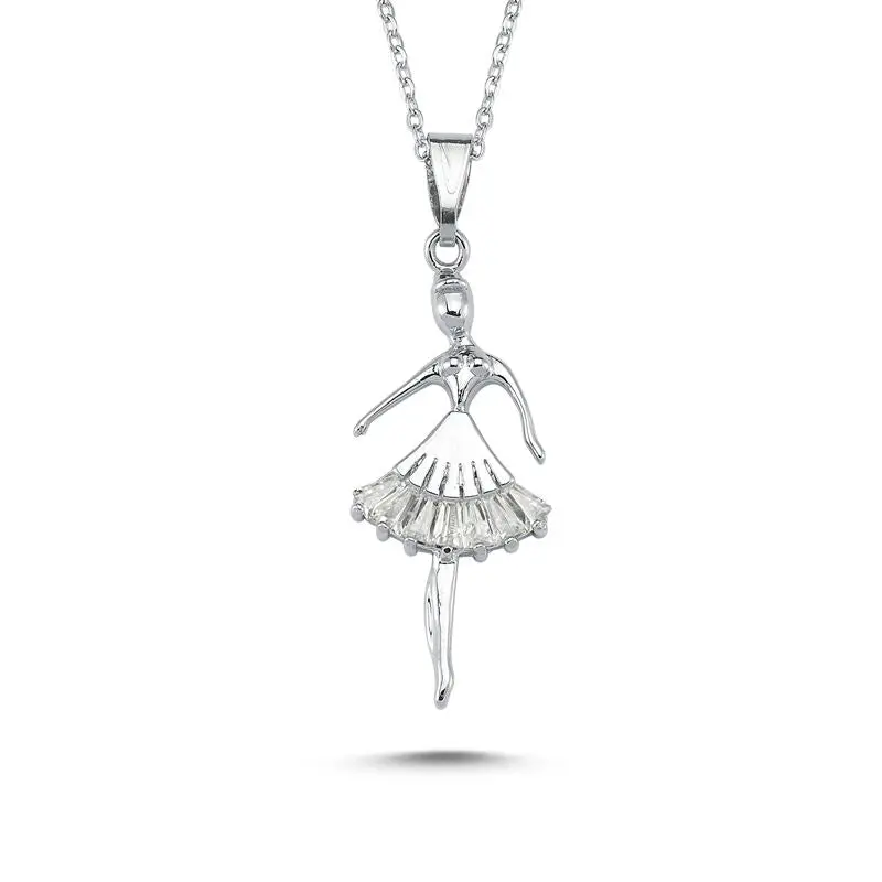 Elegant Ballerina Design Zircon Stone Necklace for Women | Delicate Bijouterie Gift