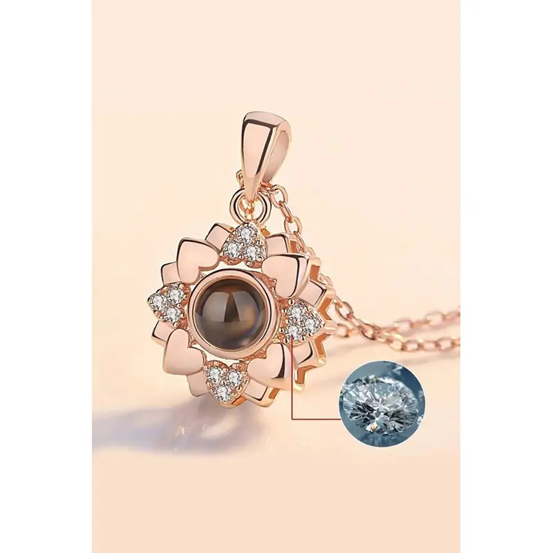 I Love You in 100 Languages Projection Necklace | Stainless Steel Heart Pendant for Women | Secret Message Gift