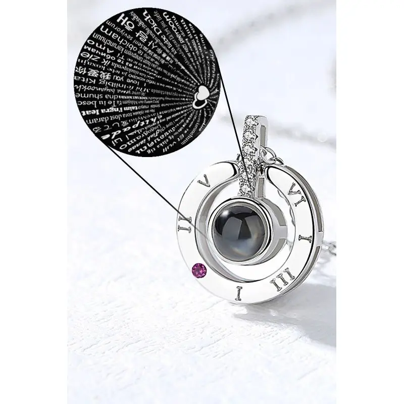 I Love You in 100 Languages Projection Necklace | Women's Stainless Steel Pendant Gift Set