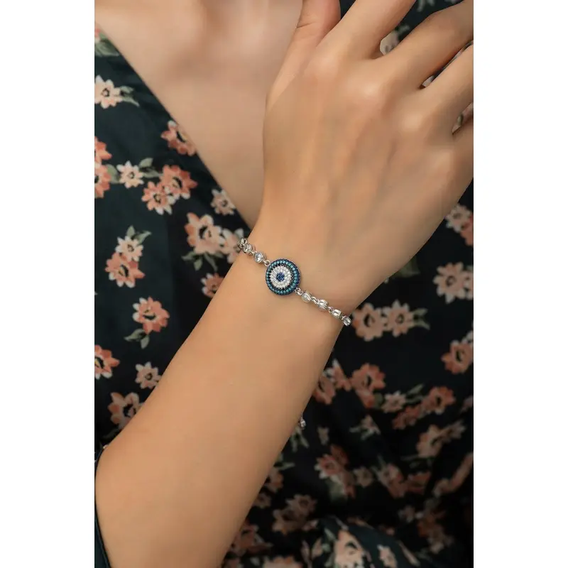 Elegant 925 Sterling Silver Adjustable Bracelet for Women | Zircon Accented, Rhodium Plated