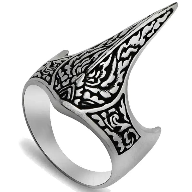 925 Sterling Silver Zihgir Archer Ring for Men - Helmet Pointed Warrior Design (No Stone)