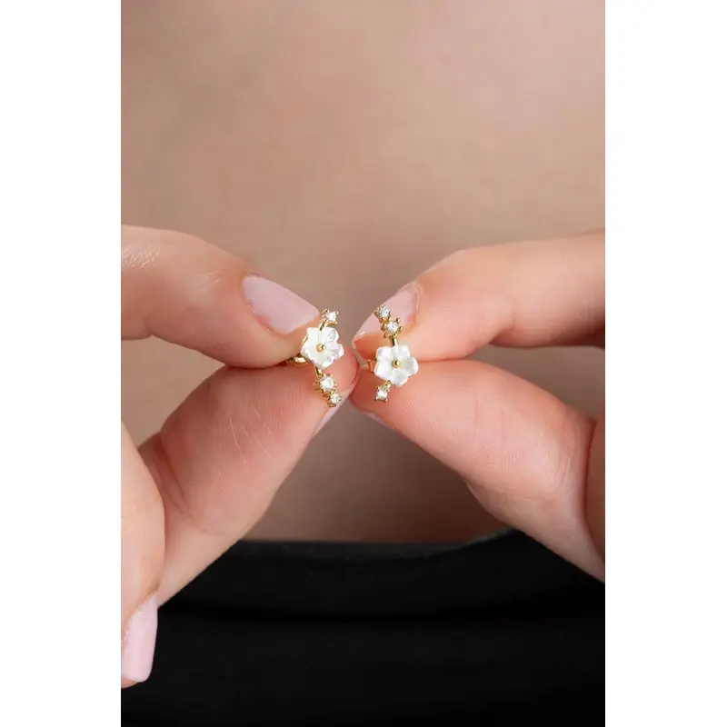 Delicate Gold Plated 925 Sterling Silver Magnolia Flower Earrings