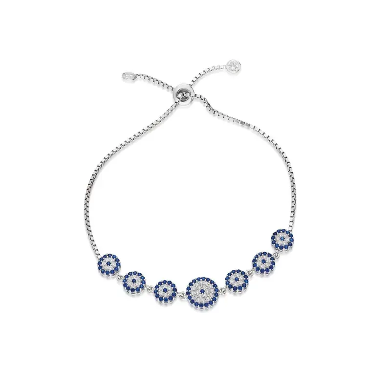 Rose Gold Plated 925 Sterling Silver Nazar Evil Eye Bracelet with Zircon | Elegant Protection Jewelry