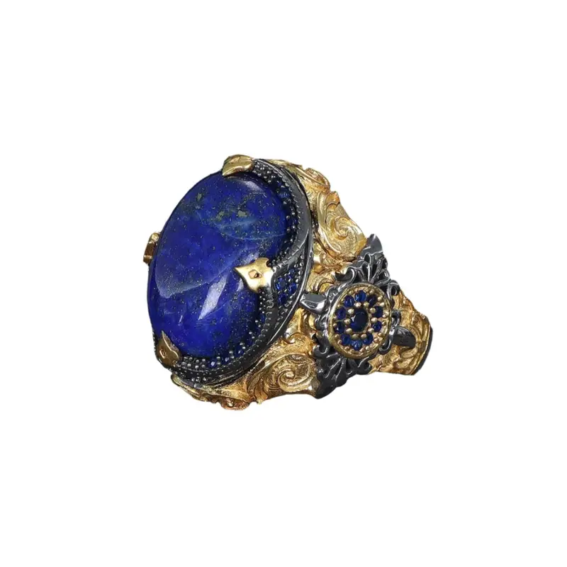 Handcrafted Men's Sterling Silver & Lapis Lazuli Ring - Elegant Statement Piece & Gift for Him