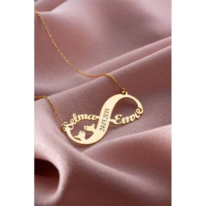 Personalized Bird Infinity Necklace | Custom Name 925 Sterling Silver Jewelry Gift