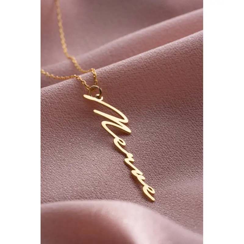 Personalized Handwritten Vertical Name Necklace in 925 Sterling Silver