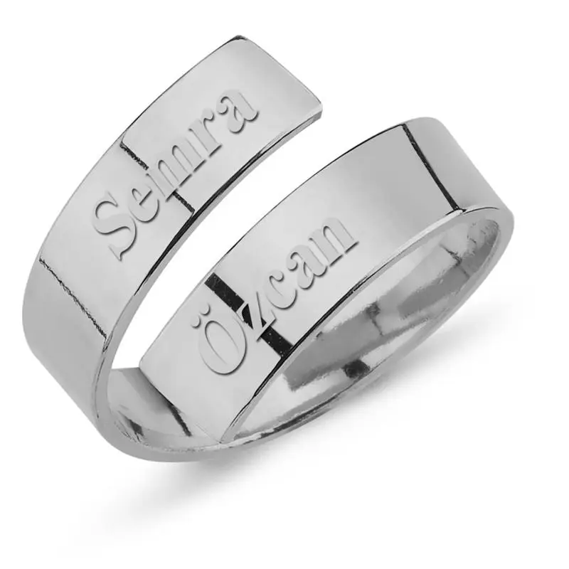 Personalized Sterling Silver Double Name Engraved Ring | Custom Love Spiral Design for Her