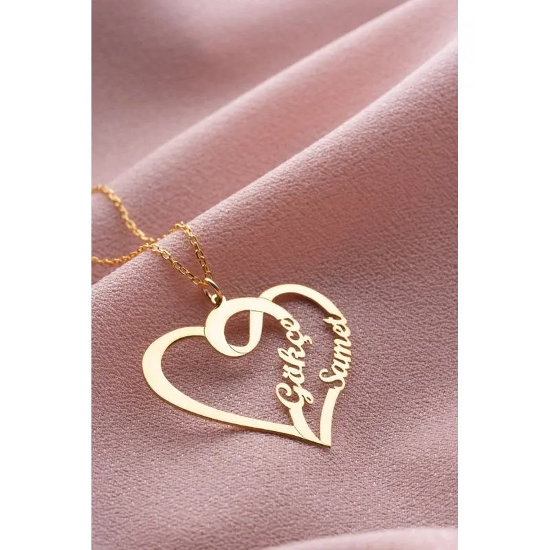 Personalized Sterling Silver Heart Name Necklace | Custom Engraved Gift for Her