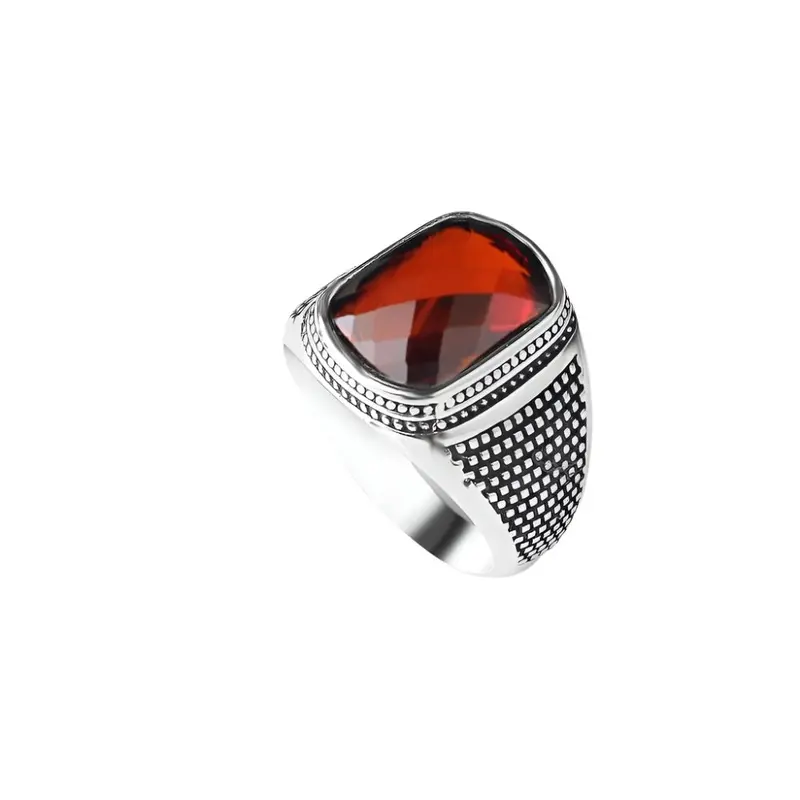 Elegant Men's 925 Sterling Silver Ring with Dazzling Zircon Stone - Handcrafted Jewelry Gift for Him