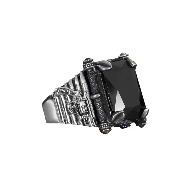 Handcrafted Men's Sterling Silver Zircon Stone Ring | Artisan Designed & Elegant Gift