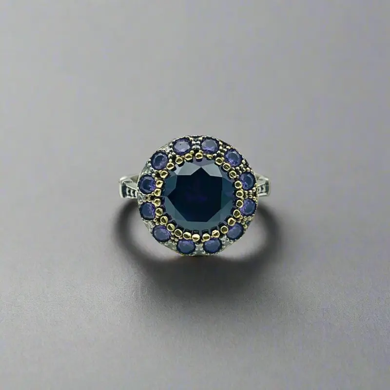 Handmade Turkish Amethyst 925 Sterling Silver Ring | Ottoman Floral Design