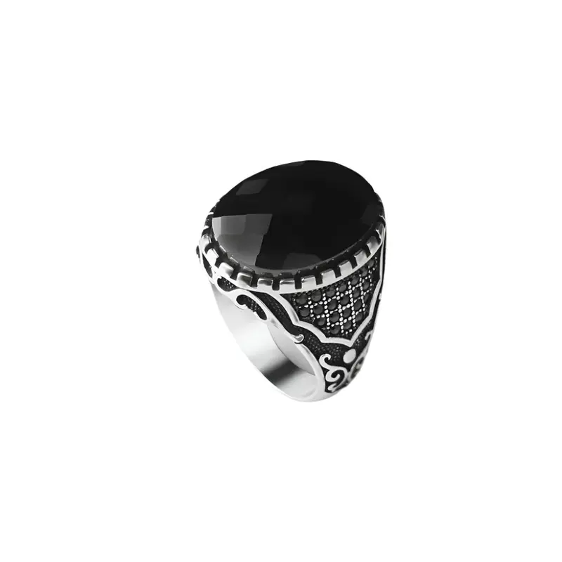 Men's 925 Sterling Silver Ring with Dazzling Zircon Stone | Handcrafted Luxury Gift