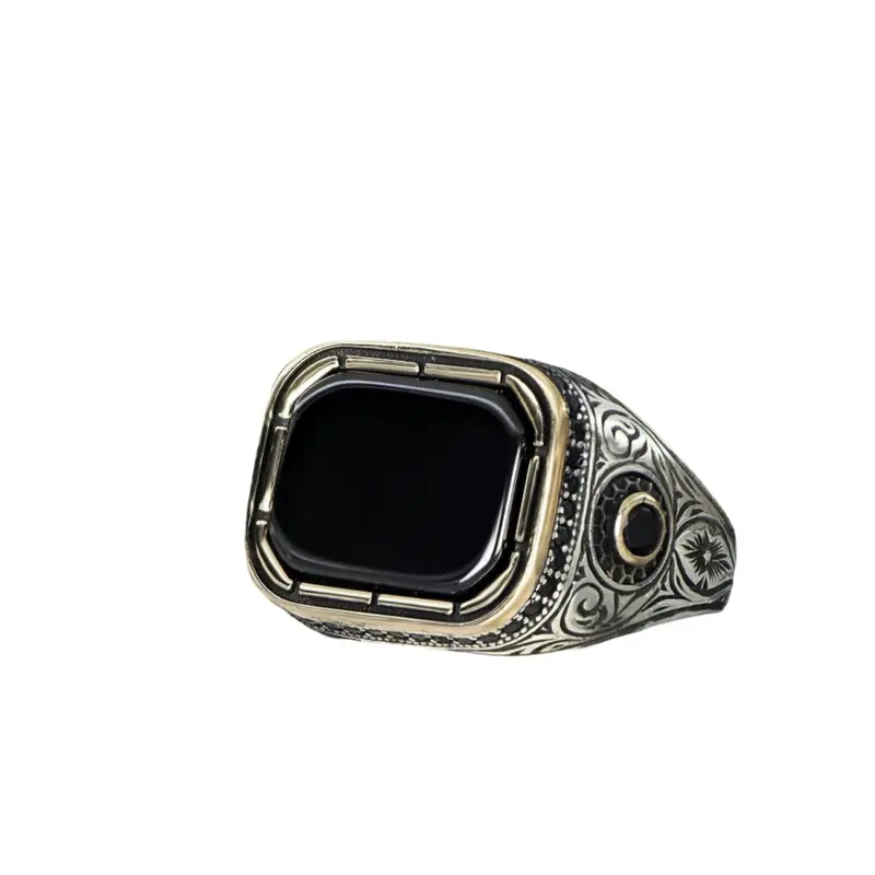 Sophisticated Men's Sterling Silver & Genuine Onyx Ring | Handcrafted Statement Jewelry Gift for Him