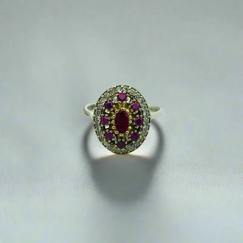 Authentic Turkish Handmade Ruby Silver Ring | Ottoman Style Women's Jewelry & Gifts