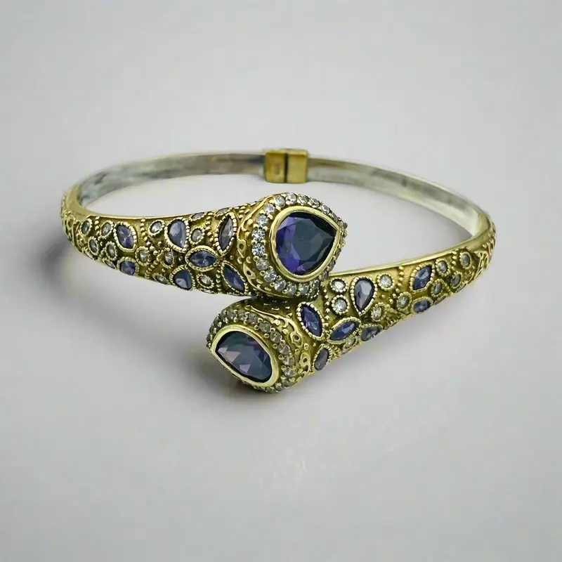 Exquisite Handmade Ottoman Turkish Silver Amethyst Drop Bracelet for Women | Artisan Jewelry Gift