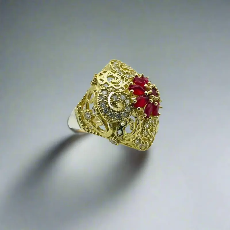 Exquisite Turkish Handmade 925K Silver Ruby Ring | Vintage Filigree Design for Women