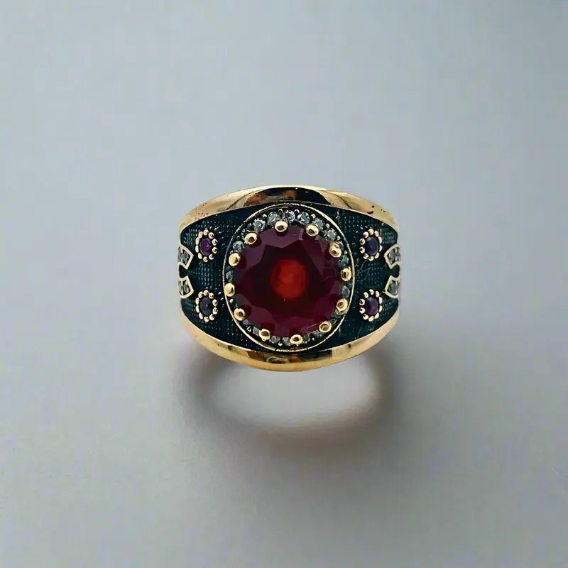 Turkish Ottoman Hrrem Sultan Ruby Ring | Handmade 925 Sterling Silver | Antique Vintage Design