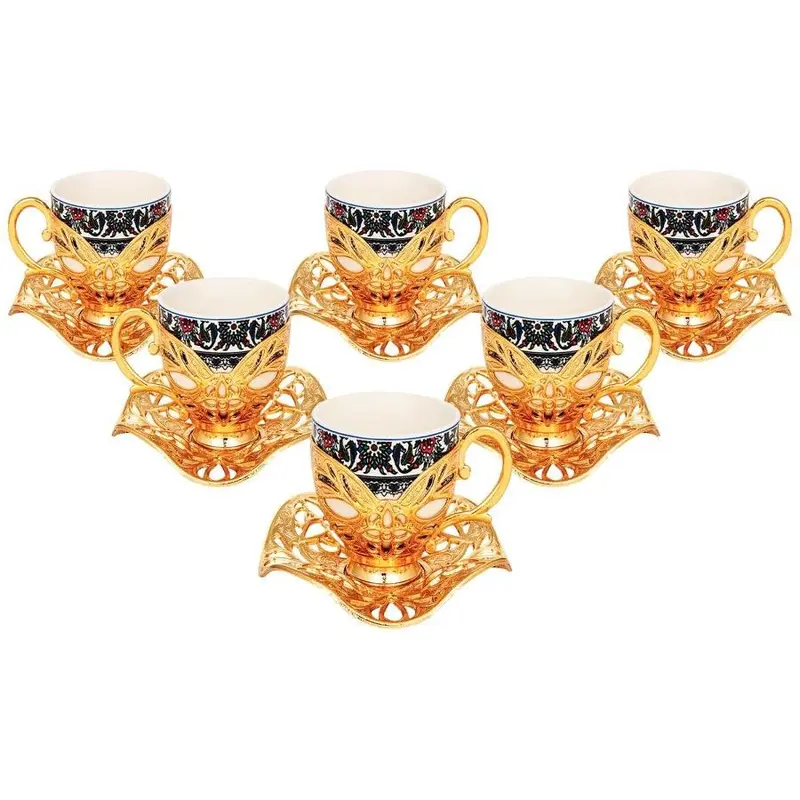 Acar | Turkish Coffee Set of Six - Busra -Topkapi - Gold