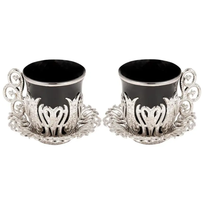 Acar | Turkish Coffee Set of Six - Tulip - Black - Gold