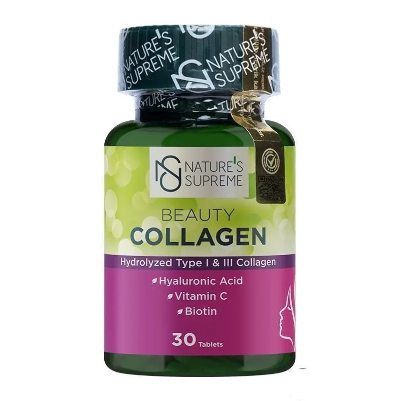 Gourmet-Grade Beauty Collagen Complex for Glowing Skin, Strong Hair & Nails - Hydrolyzed Type 1 & 3 Peptides with Biotin & Hyaluronic Acid - 30 Tablets