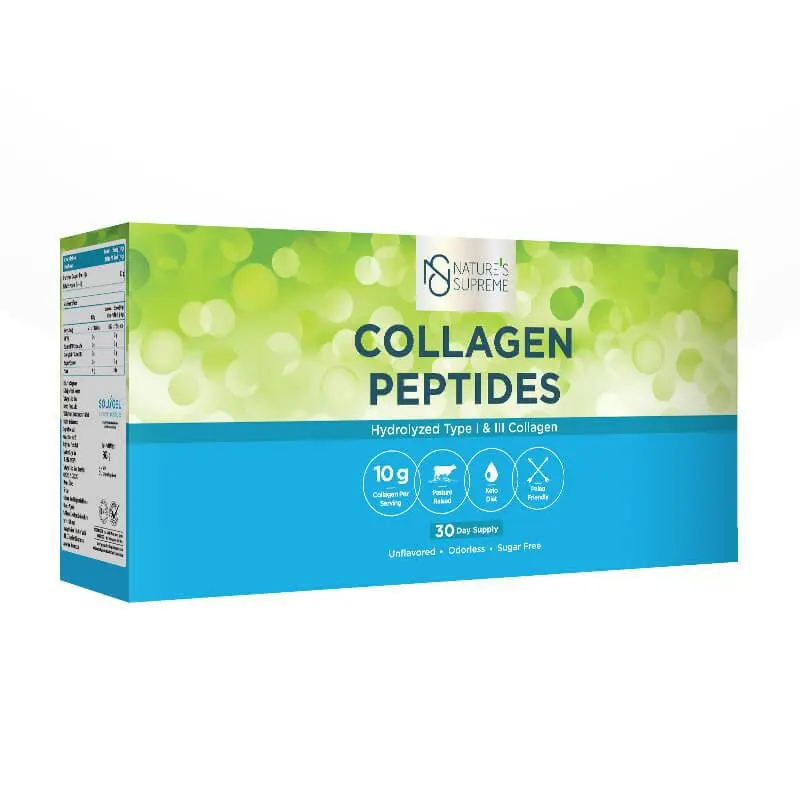 Grass-Fed Hydrolyzed Collagen Peptides Powder - Unflavored, 30 Single-Serve Sachets - Type I & III, Halal & Kosher Certified, 10g Protein