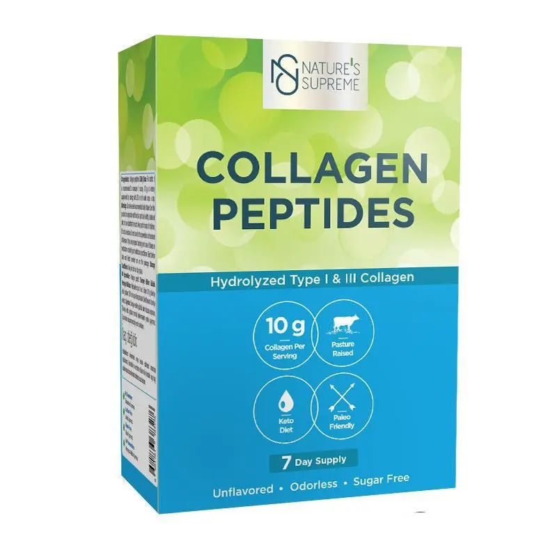 Grass-Fed Hydrolyzed Collagen Peptides - Unflavored Powder for Skin, Joints, Hair & Nails - 7 Daily Sachets