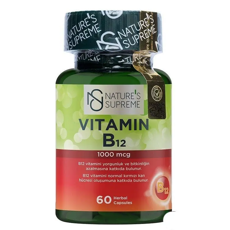 High Potency Vitamin B12 1000mcg Herbal Capsules  Energy, Metabolism & Immune Support  Vegan Friendly, 60 Count