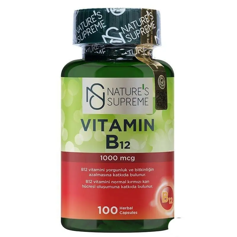 High Potency Vitamin B12 1000mcg - Vegan & Vegetarian Friendly for Energy & Vitality - 100 Capsules