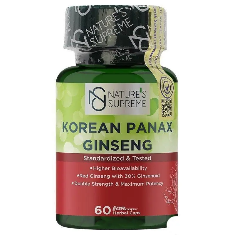 Premium Korean Red Panax Ginseng Extract 500mg  High Potency 30% Ginsenosides  60 Vegetarian DRcaps for Vitality & Energy