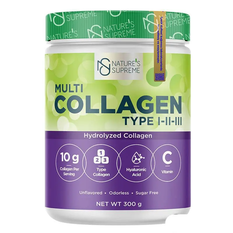 Premium Multi Collagen Peptides Powder | Type I, II, III with Hyaluronic Acid & Vitamin C | Unflavored 300g for Skin, Joint & Bone Health